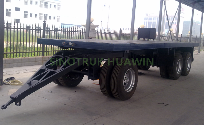 SINOTRUK High Quality 3 Axles Flatbed Full Trailer for sale